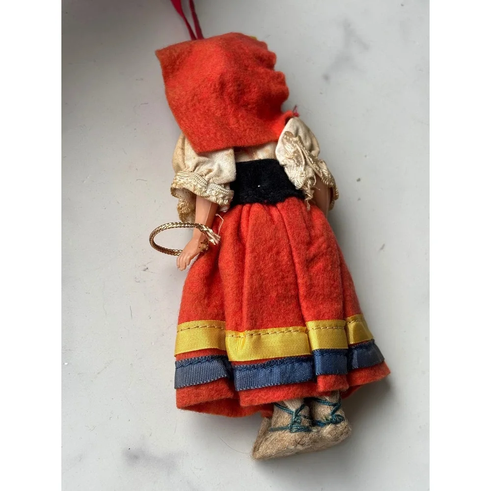 Vintage 50s Magis Roma Italy Souvenir Doll Traditional Folk Costume Red Green 6